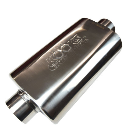 3" Oval Center/Center Muffler 12" Long Body . Polished Stainless Steel.