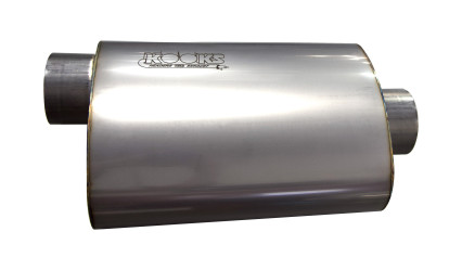 3" Oval Center/Offset Muffler 12" Long Body. Stainless Steel.