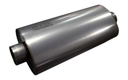 3" Oval Center/Center Muffler 18" Long Body . Polished Stainless Steel.